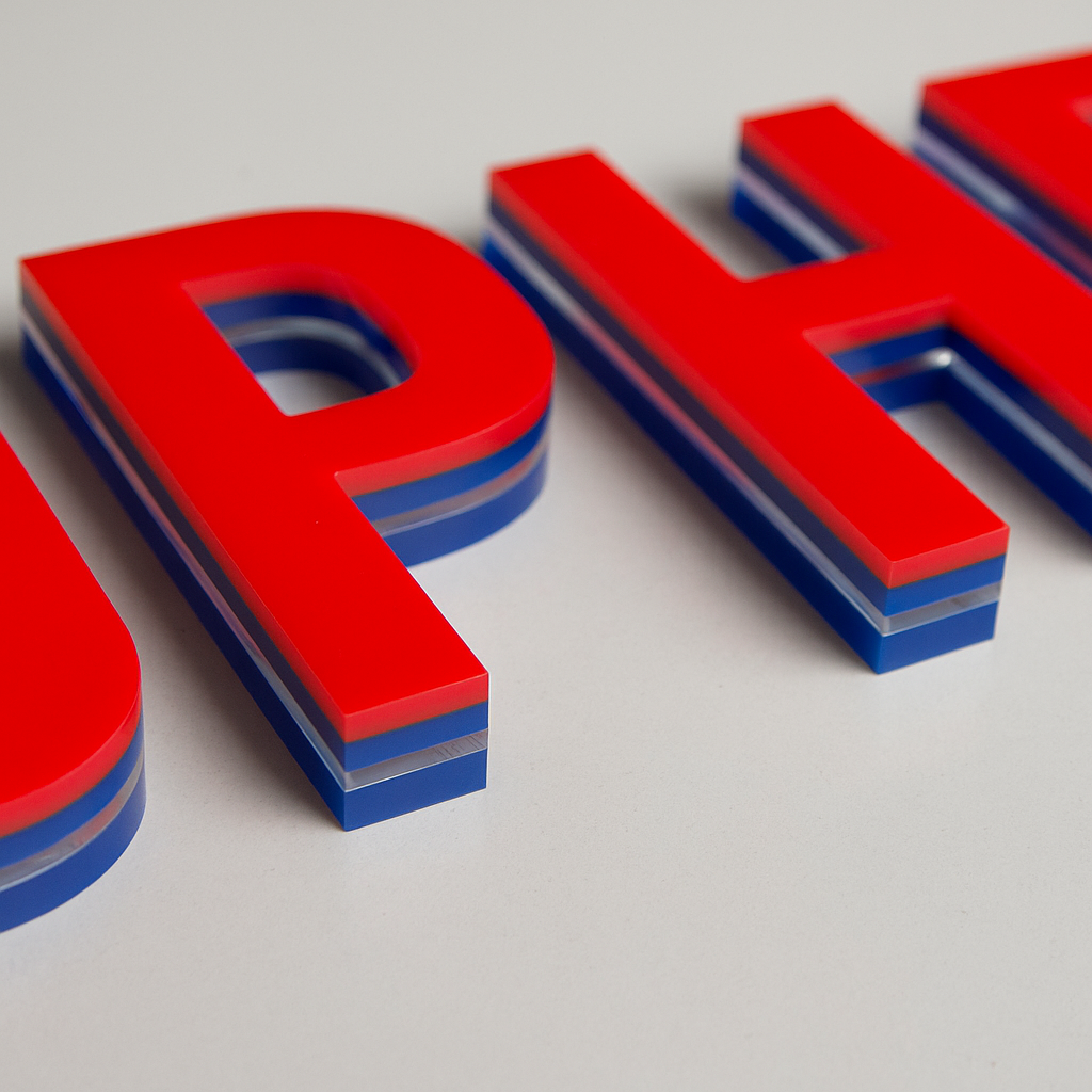 Bảng Hiêu 2D Chữ Mica Chồng Lớp