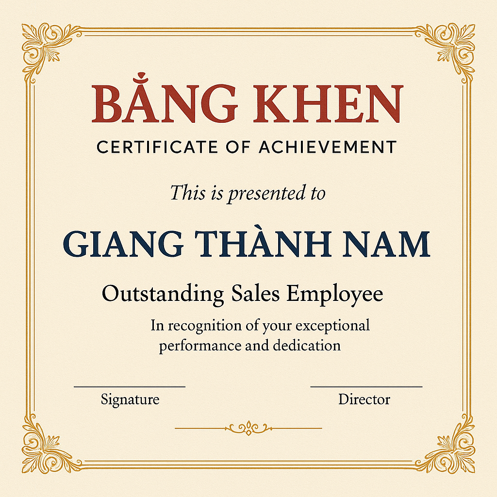 Bằng Khen Trang Trọng