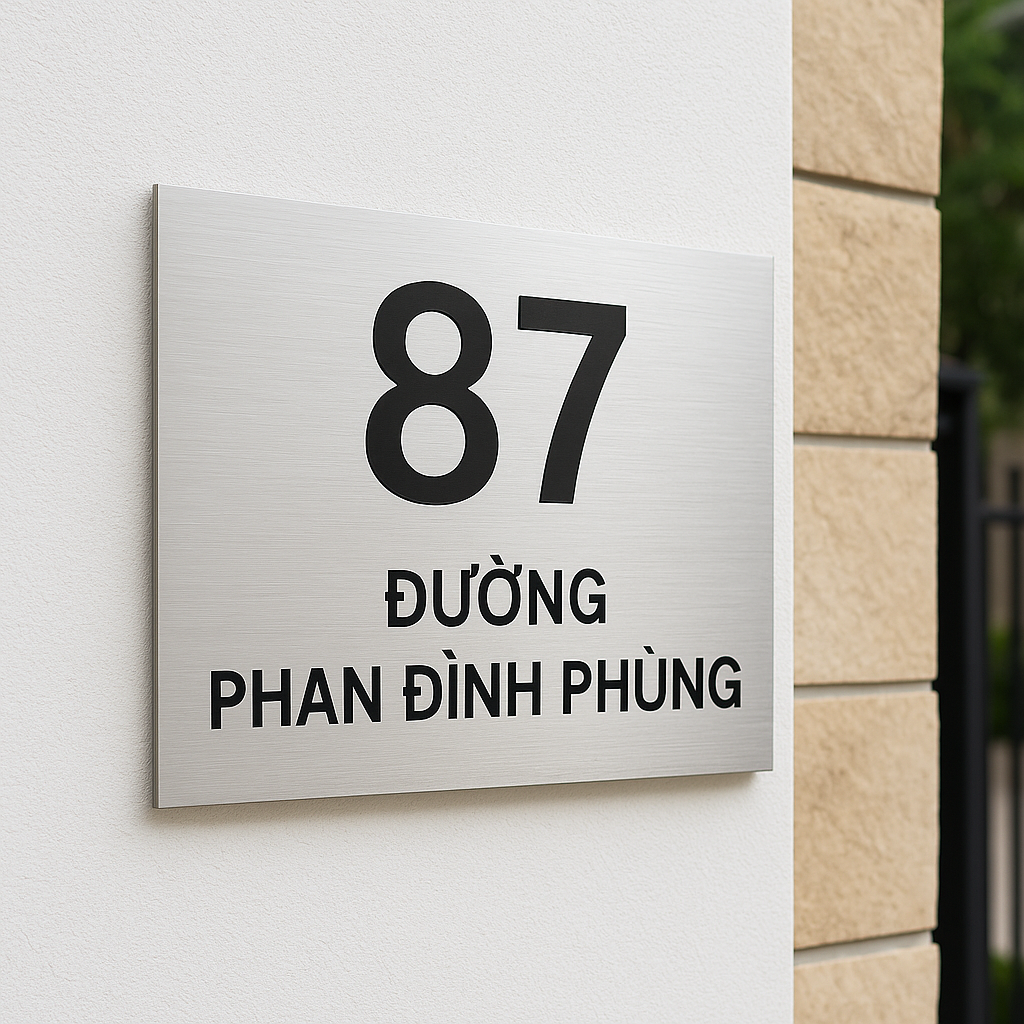 Mẫu biển số nhà inox phẳng