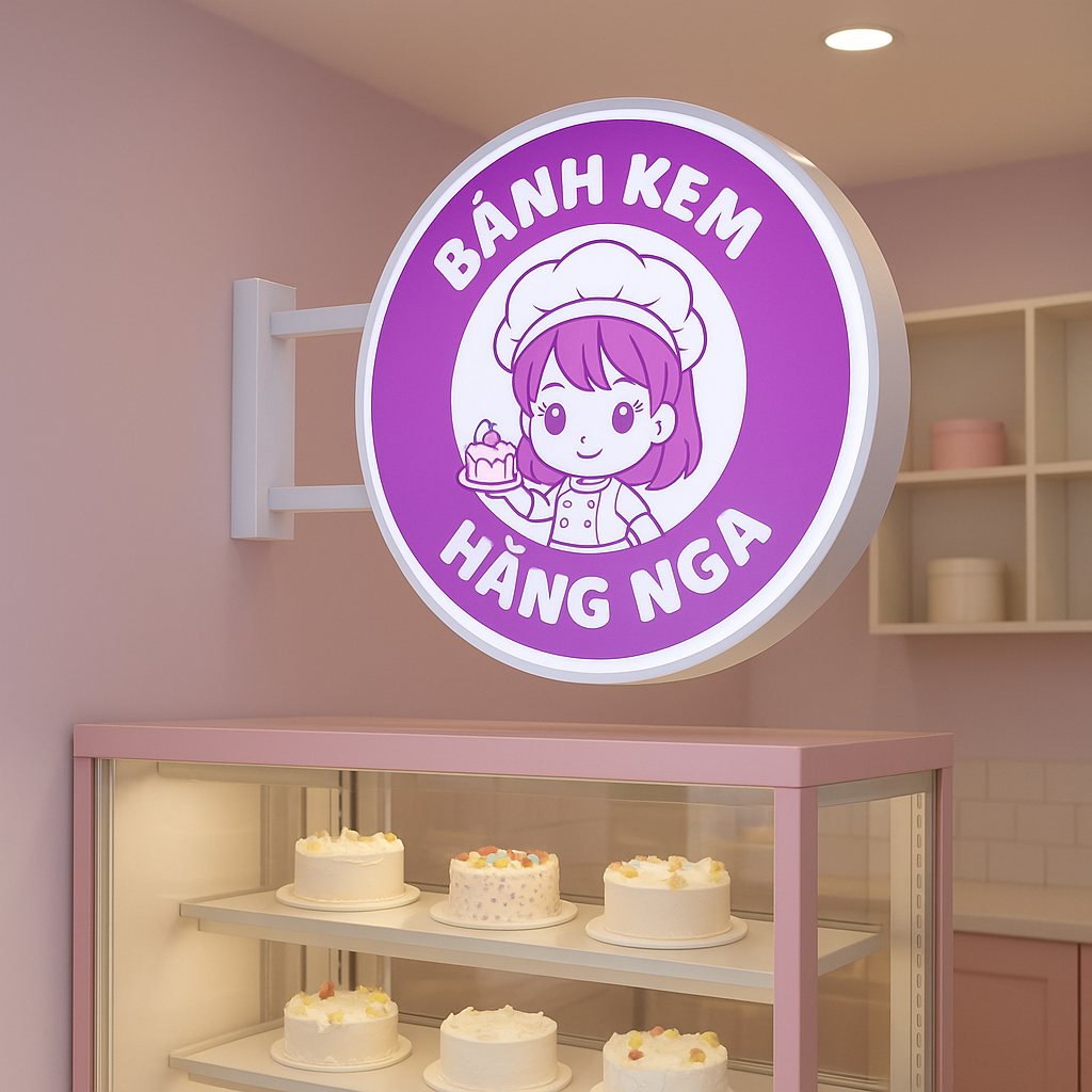 Mẫu hộp đèn mica dán decal sữa
